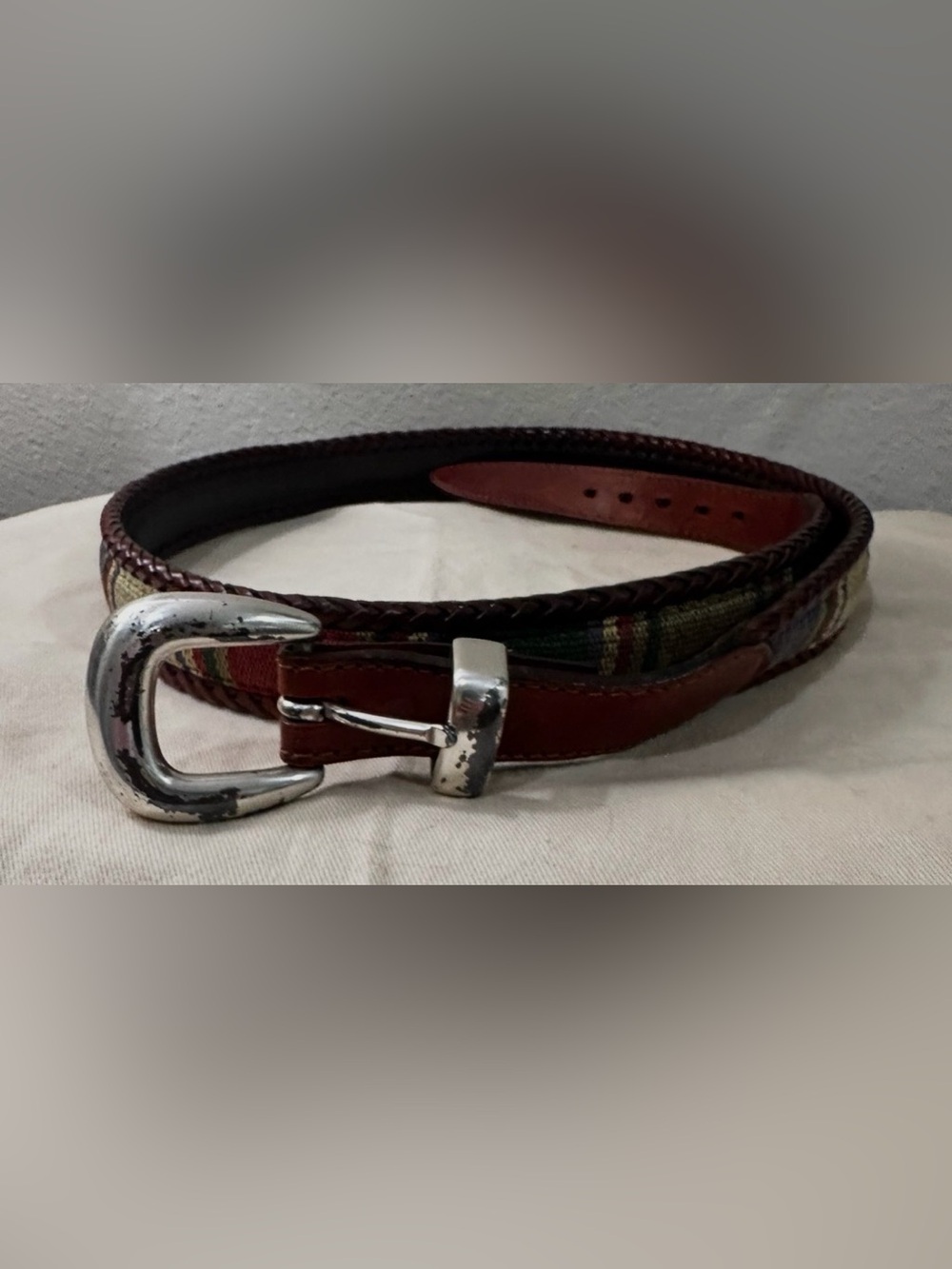 Brighton Santos fabric and leather belt men’s size 40 - Picture 2 of 7
